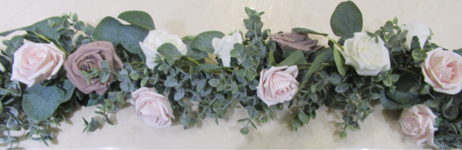 table garlands for wedding and special occasions, bespoke service many colour choices